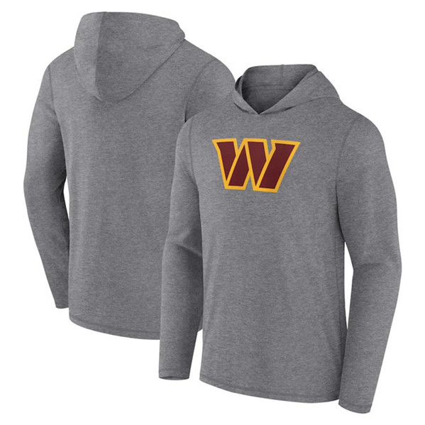 Men's Washington Commanders Heather Gray Primary Logo Long Sleeve Hoodie